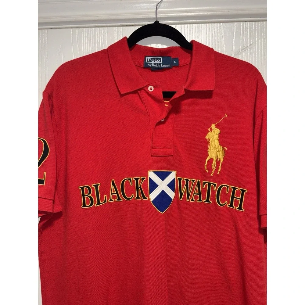 Polo by Ralph Lauren BlackWatch Polo Team Shirt Mens Large Red Big‎ Pony #2